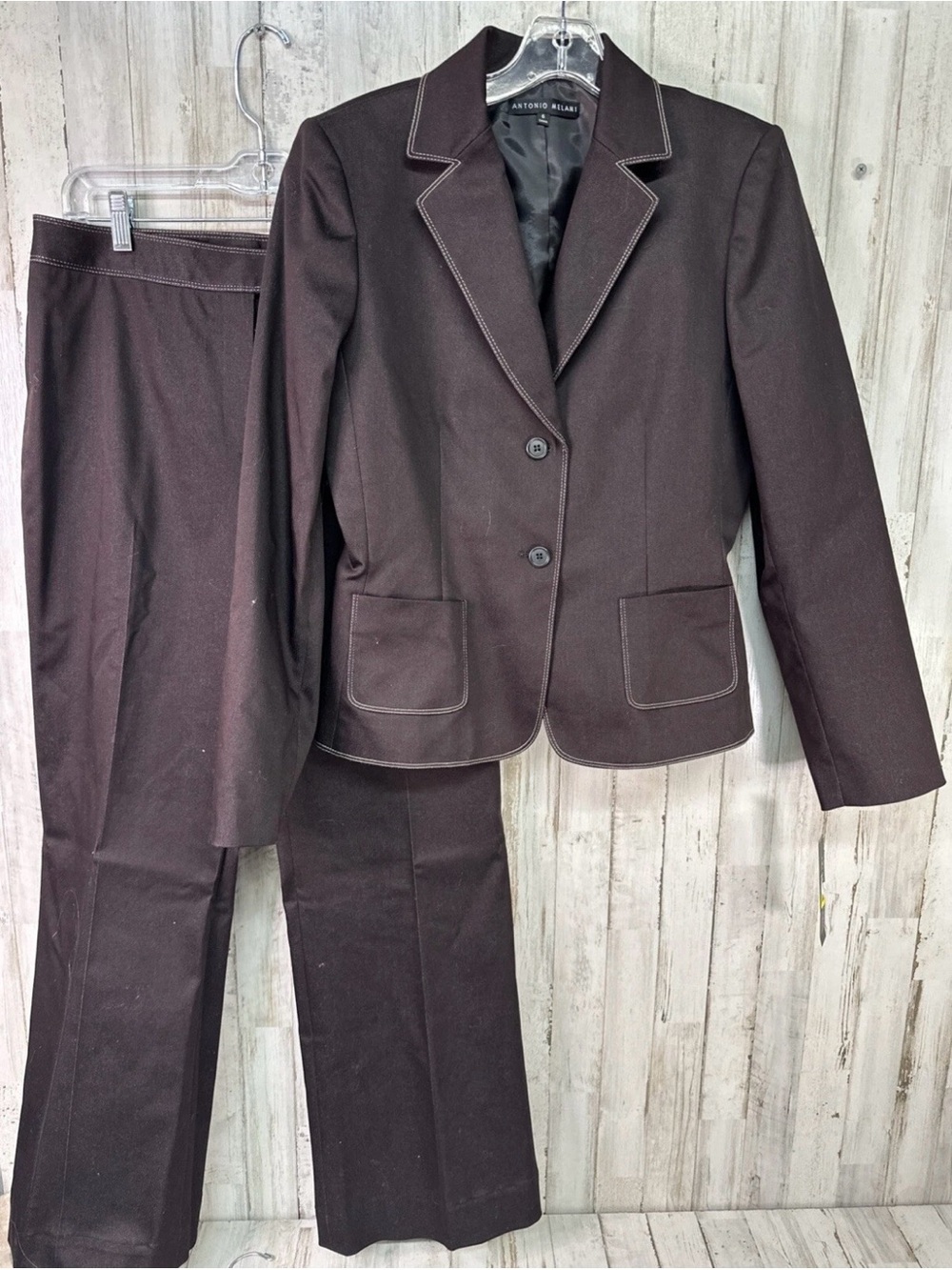 ANTONIO MELANI Chocolate Brown Women's Two-Piece Suit Blazer & Pants